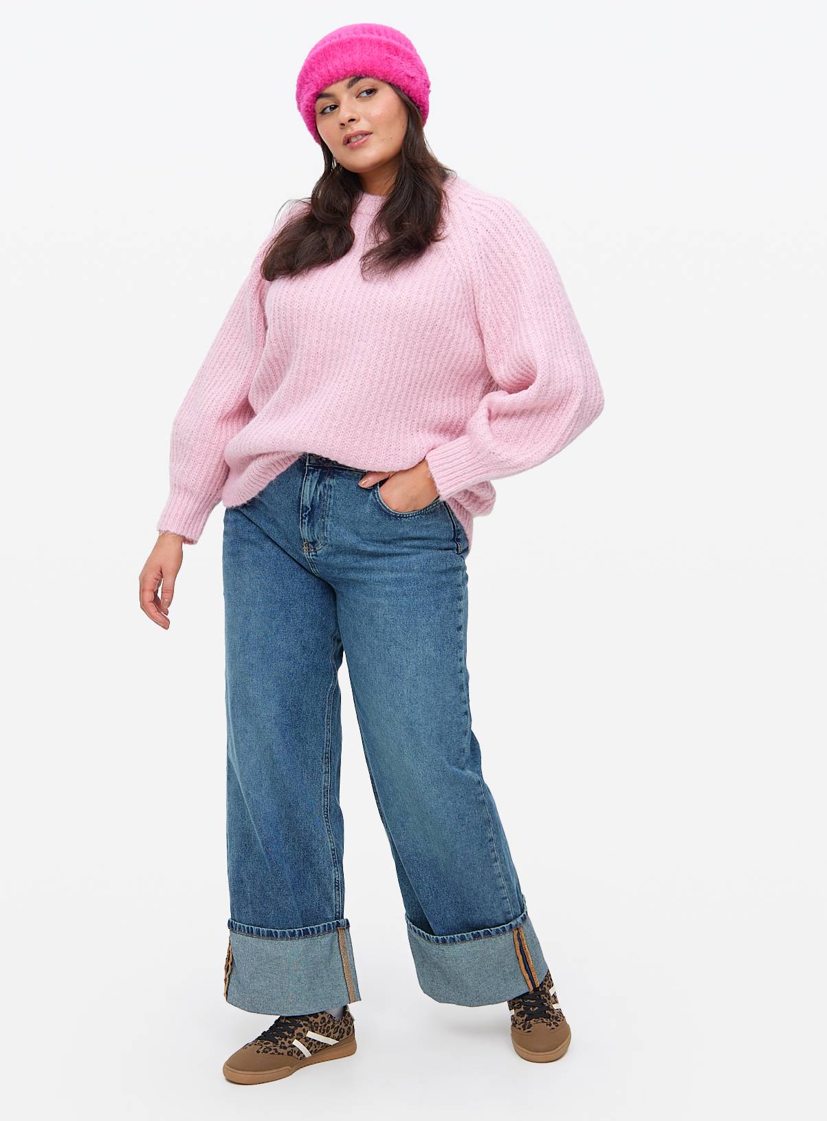 Pink Knitted Raglan Crew Neck Jumper XXL - Image 2